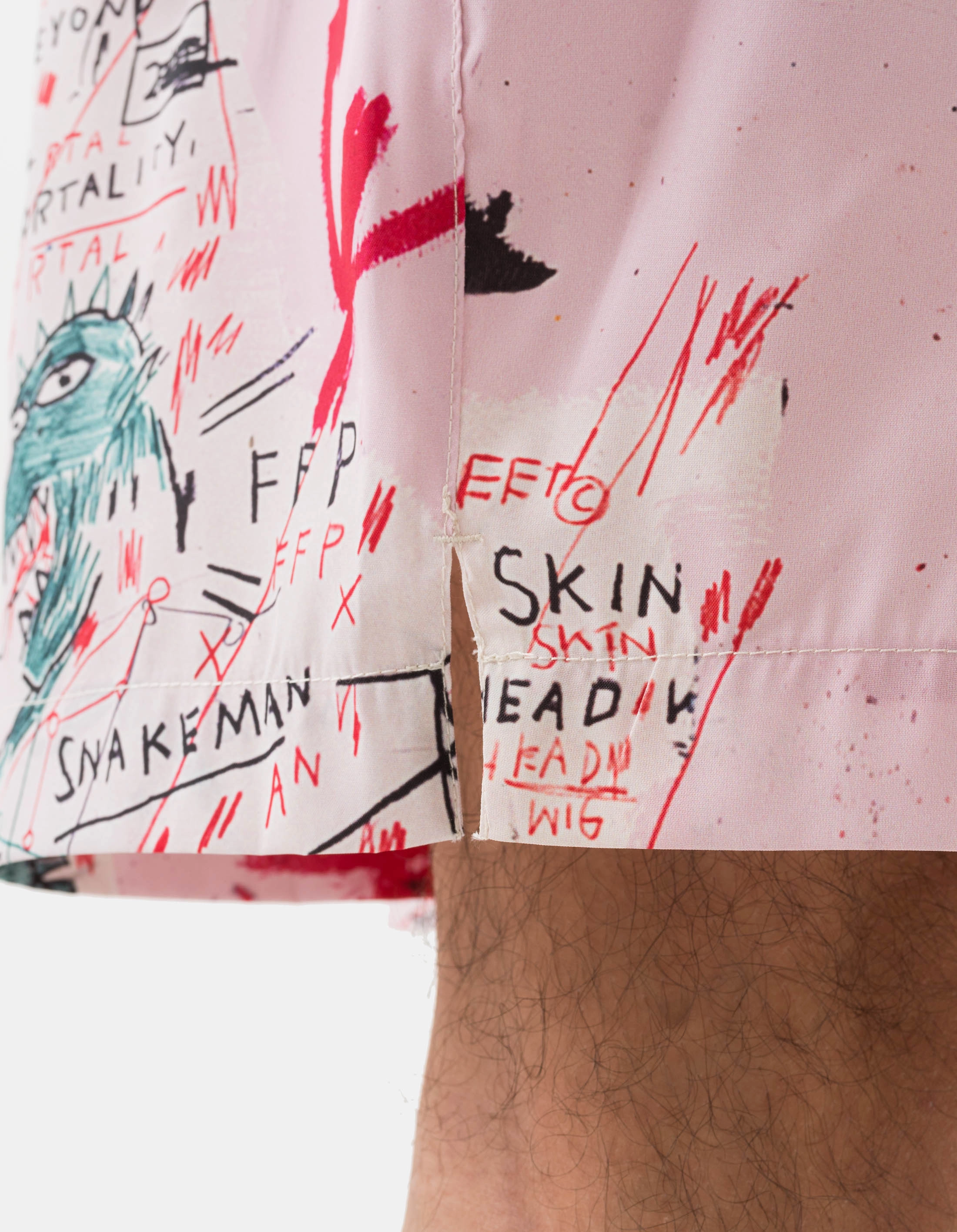 Anti Sag Technology Quick Release Fasteners 1483 Basquiat Year of the Snakeman Swim Shorts Pink