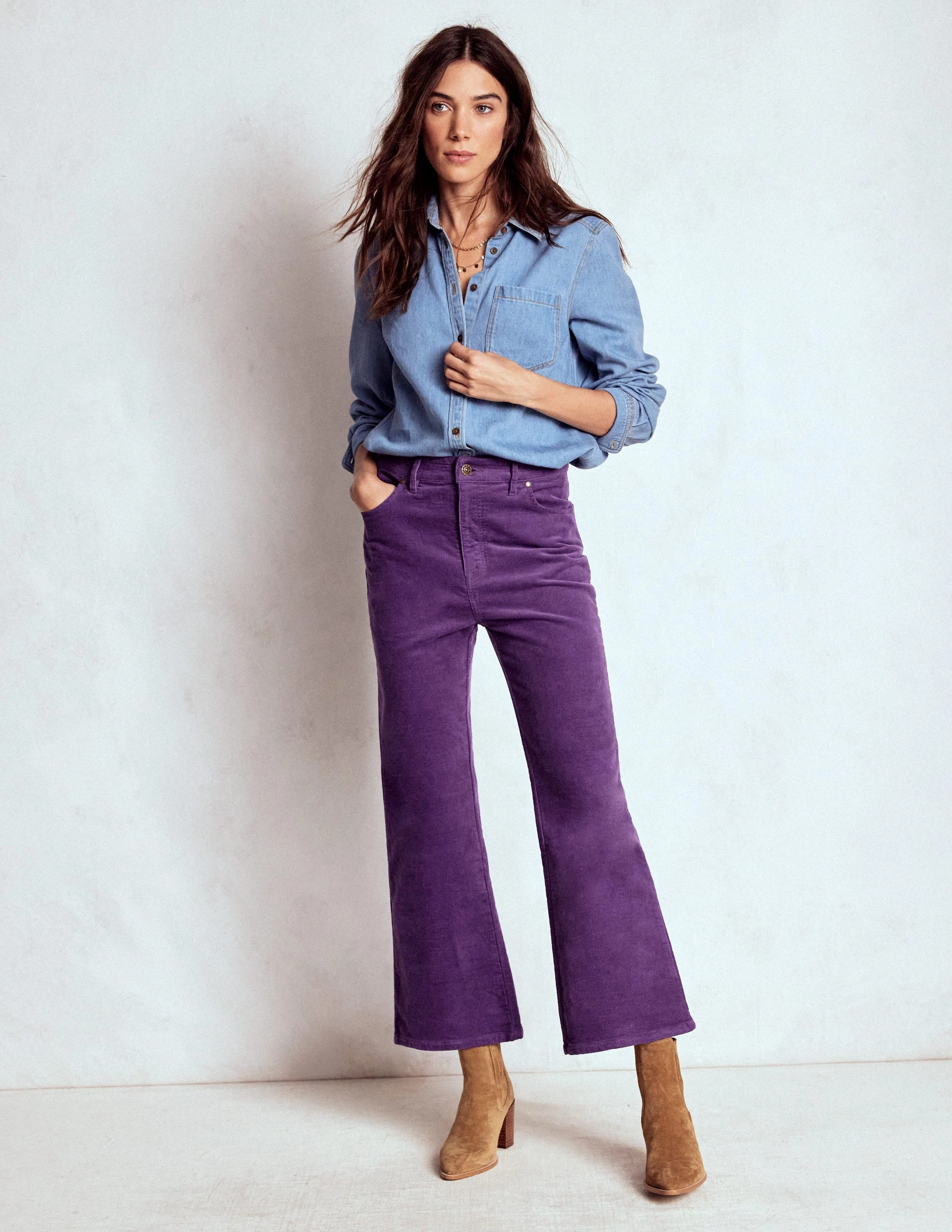5-Pocket Cord Kick Jeans-Mystic Purple ExtendedSizeRange