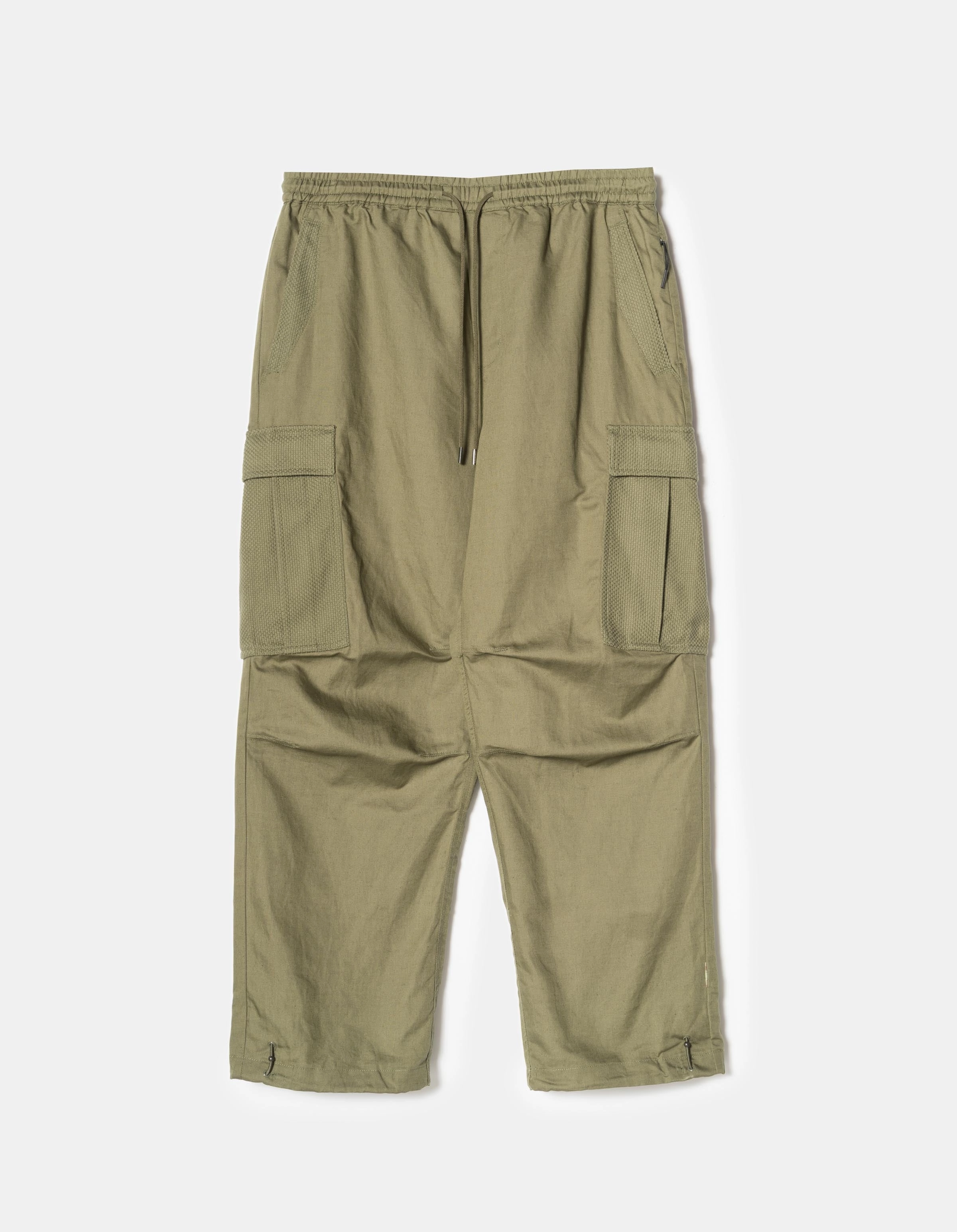 7110 Hemp Utility Cargo Track Pants Olive OG-107F Stretch Waist Wear Resistant Fabric