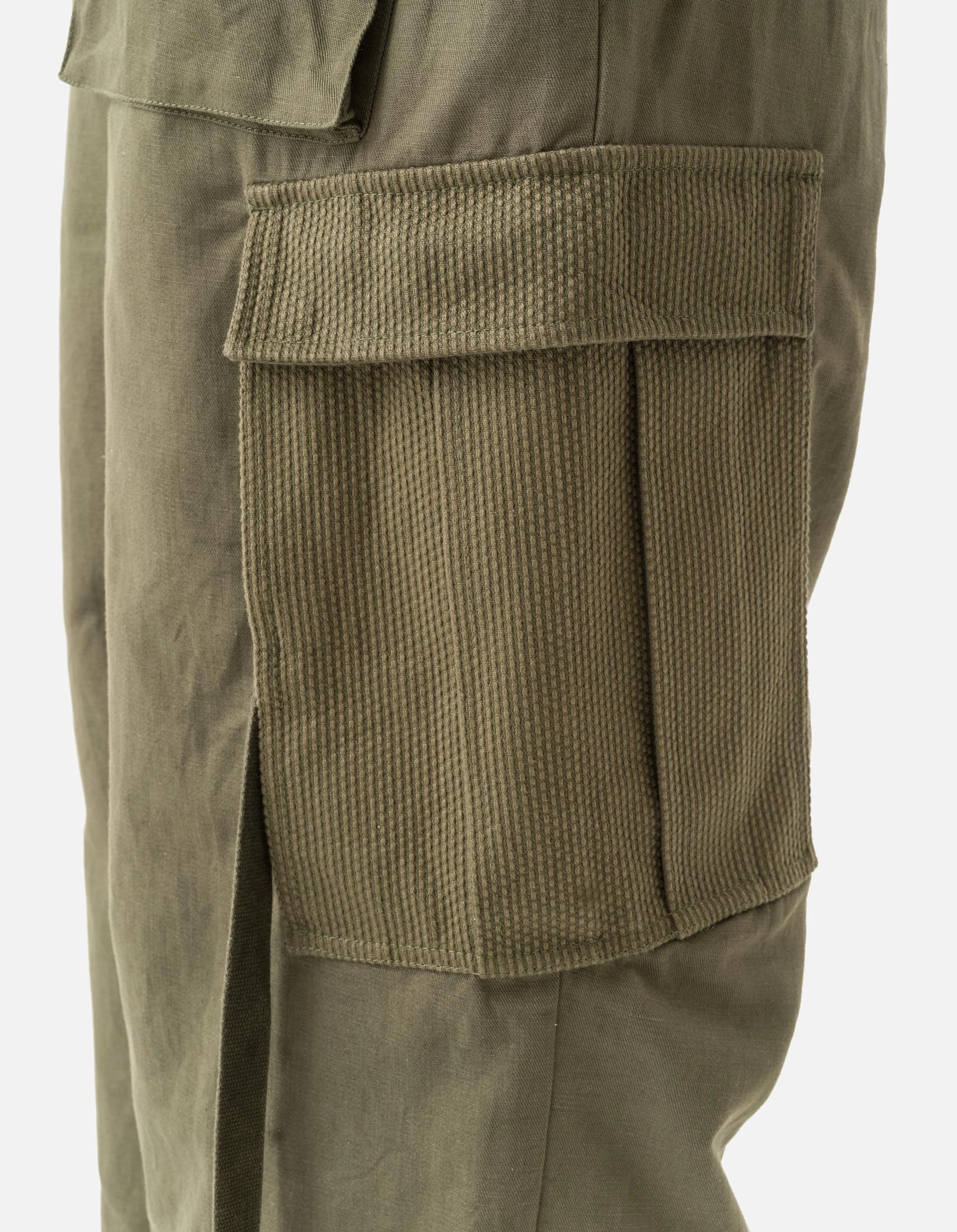 Side slits Full Flex 7110 Hemp Utility Cargo Track Pants Olive OG-107F