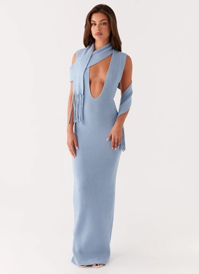 Easy Texture Raine Knit Maxi Dress - Blue
