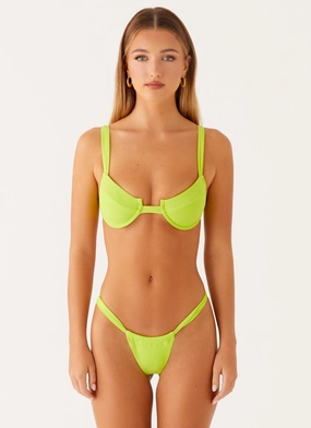 Sporty Style Airlie Scrunch Bikini Bottoms - Sunny Lime