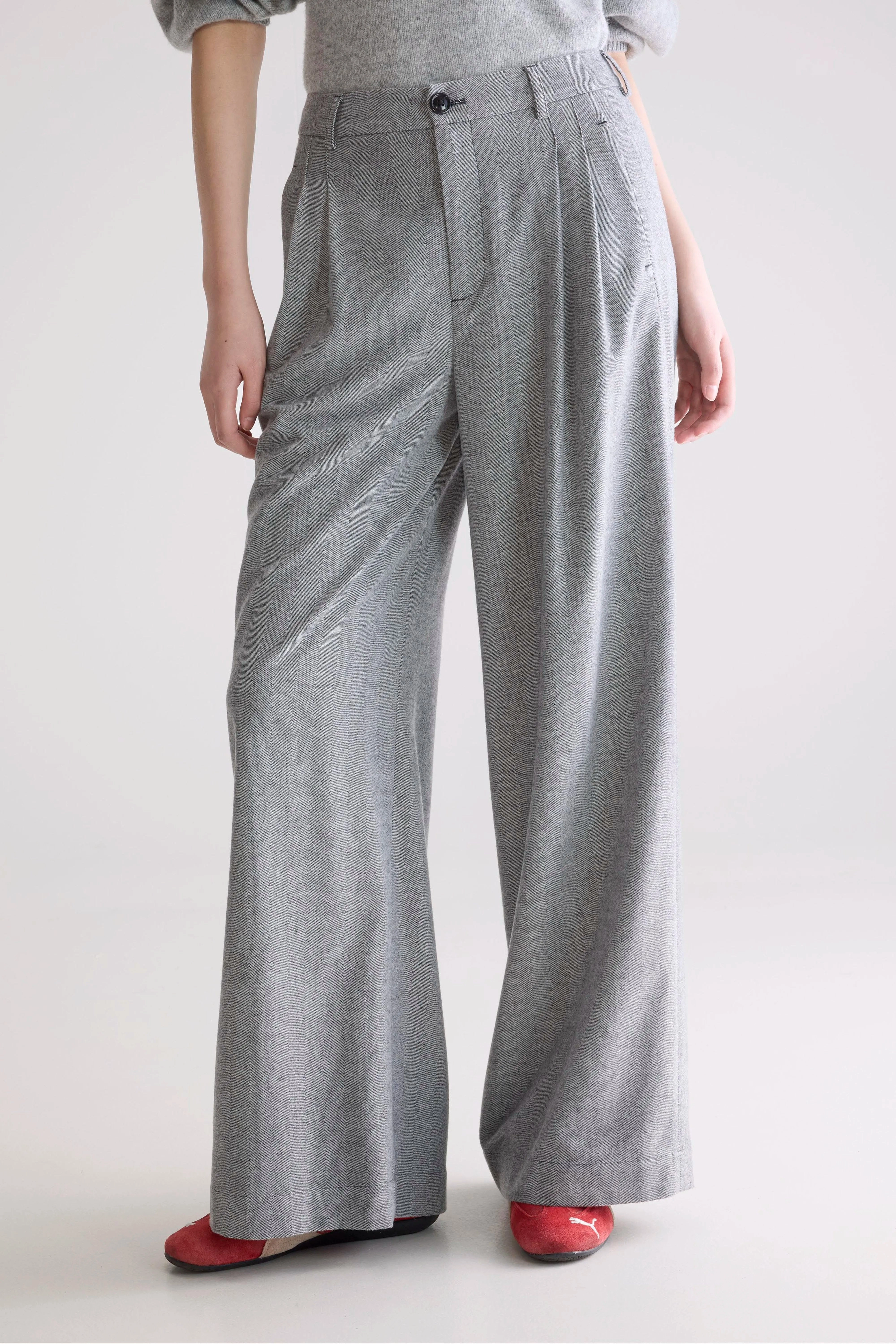 Low-rise style All Purpose Fit Volkert wide tailored trousers (252 / W / MID GREY)