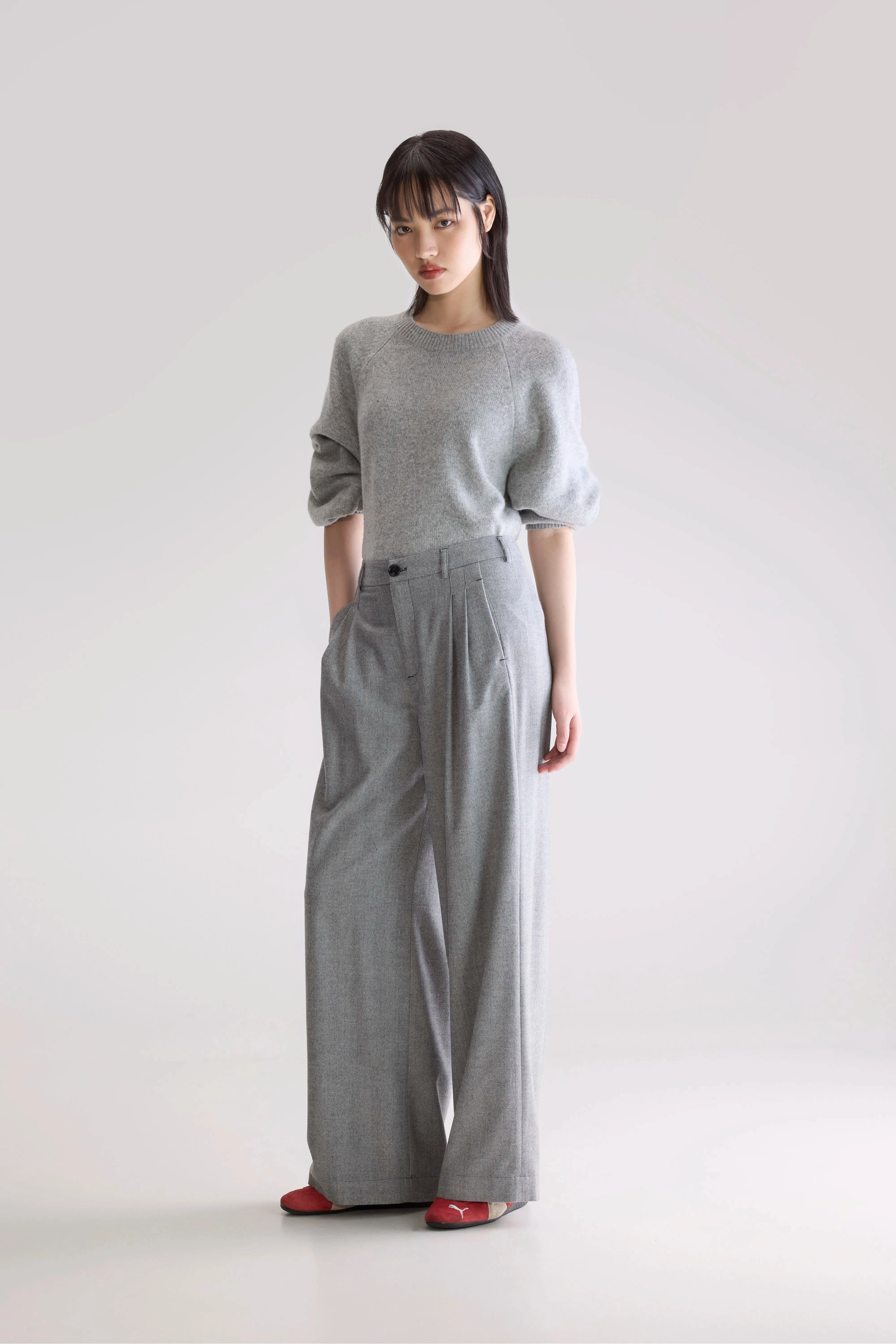 Volkert wide tailored trousers (252 / W / MID GREY) Cozy Wear