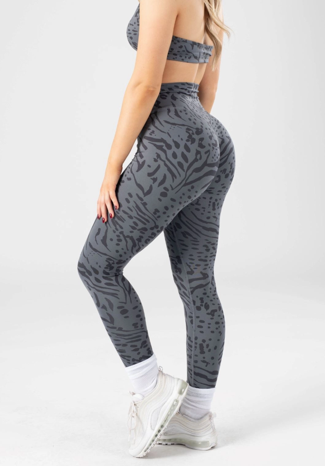 Reluna Original Sculptseam? Legging Grey Tiger Double Layer Minimalist Style Gusseted Crotch