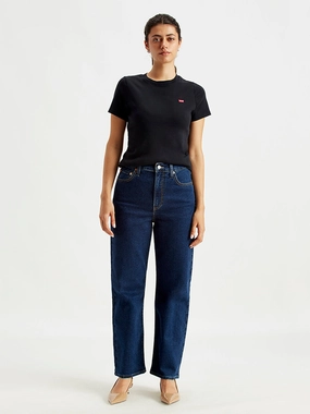 Women's Blue Ribcage Straight Ankle Fit High Rise Jeans Morning Stroll Professional Wear Brunch Outfit All Round Piece