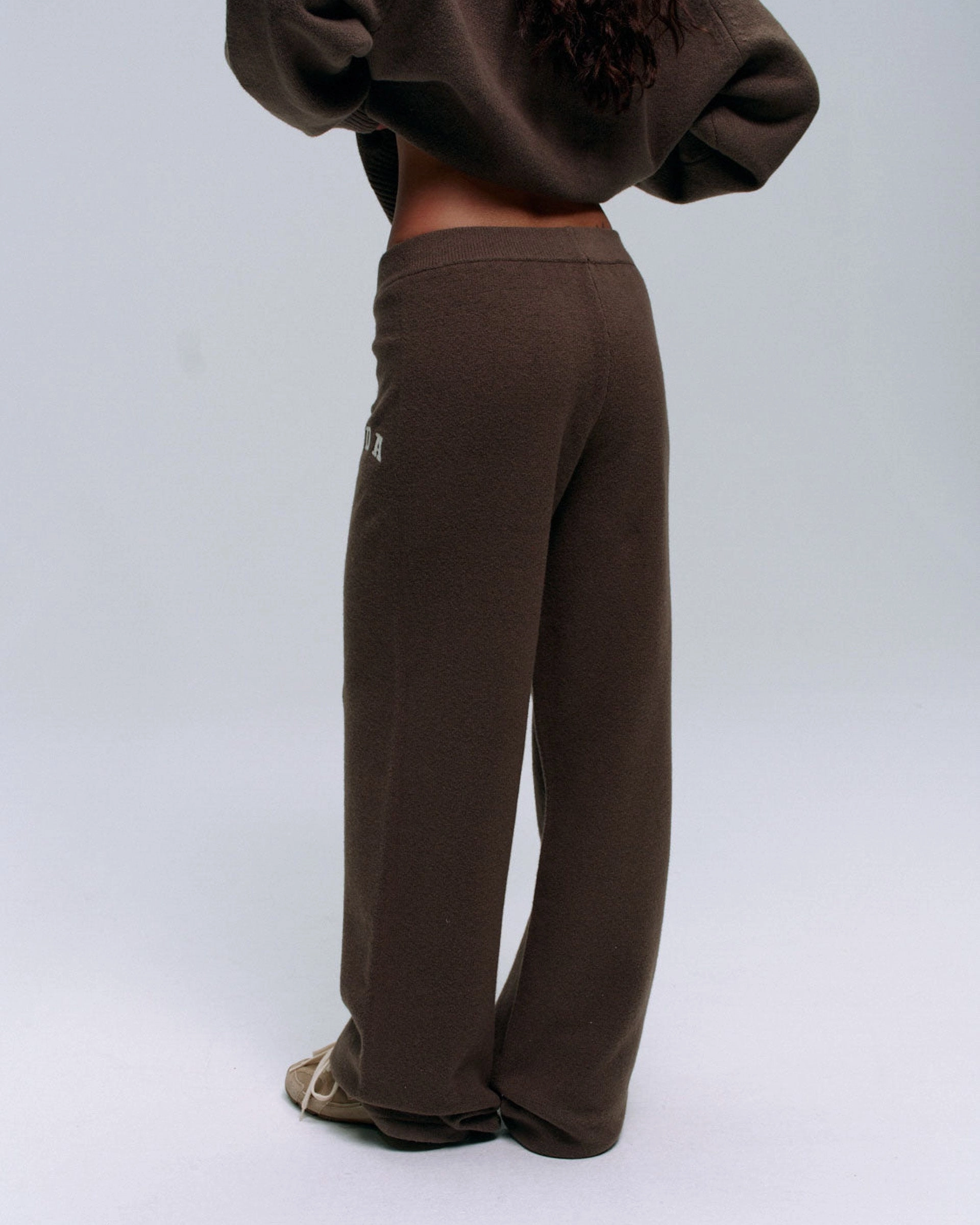 Abrasion Resistant Panels Seasonal Basic ADA Knit Straight Leg Sweatpants - Dark Cocoa Brown/Cream