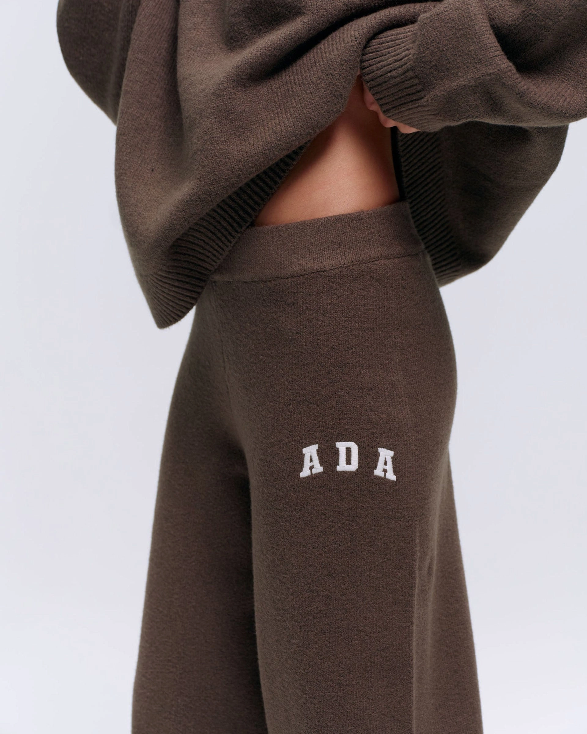 ADA Knit Straight Leg Sweatpants - Dark Cocoa Brown/Cream Active Comfort Fit Printed design