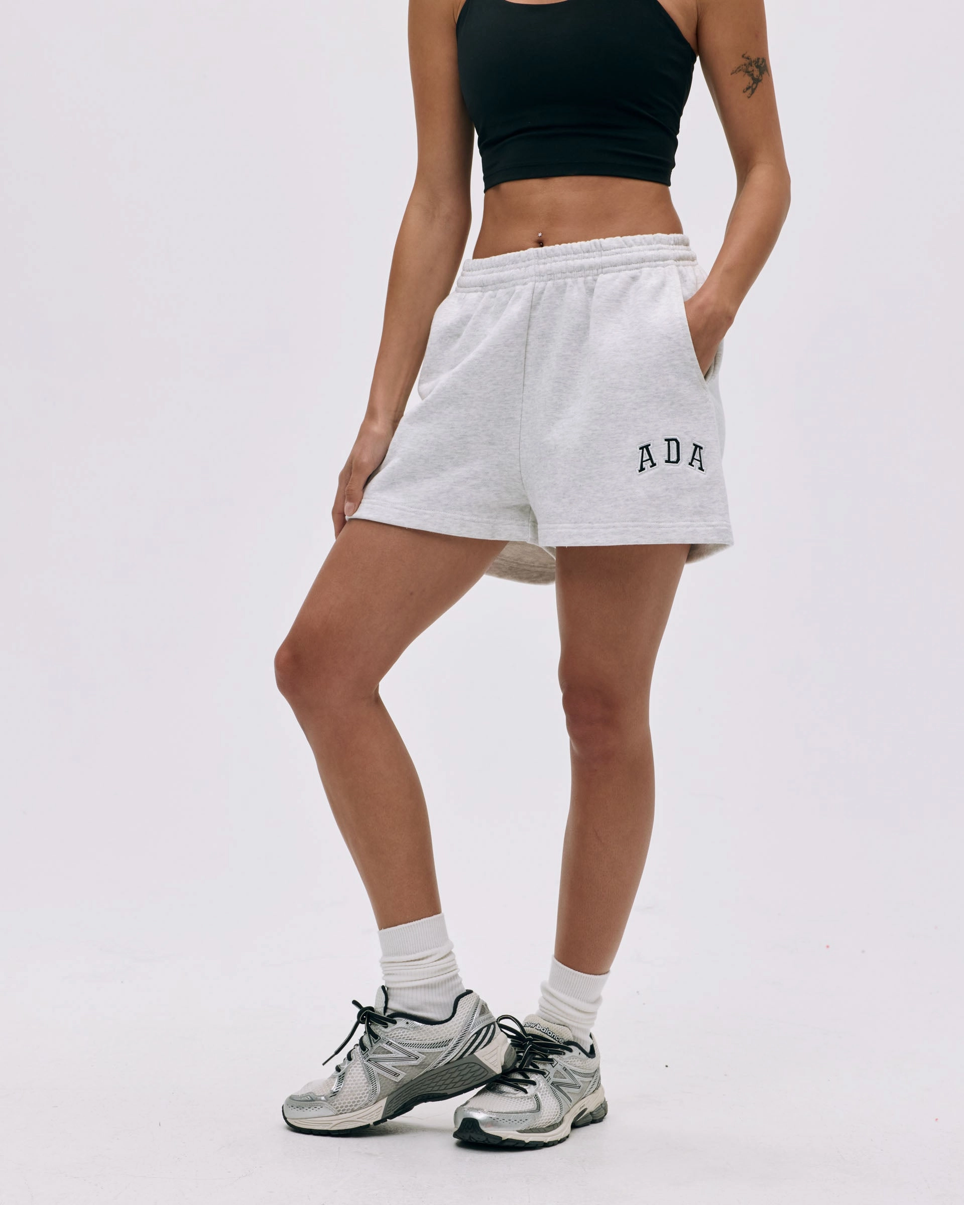 Fastening Closure ADA Sweat Shorts - Light Grey Melange