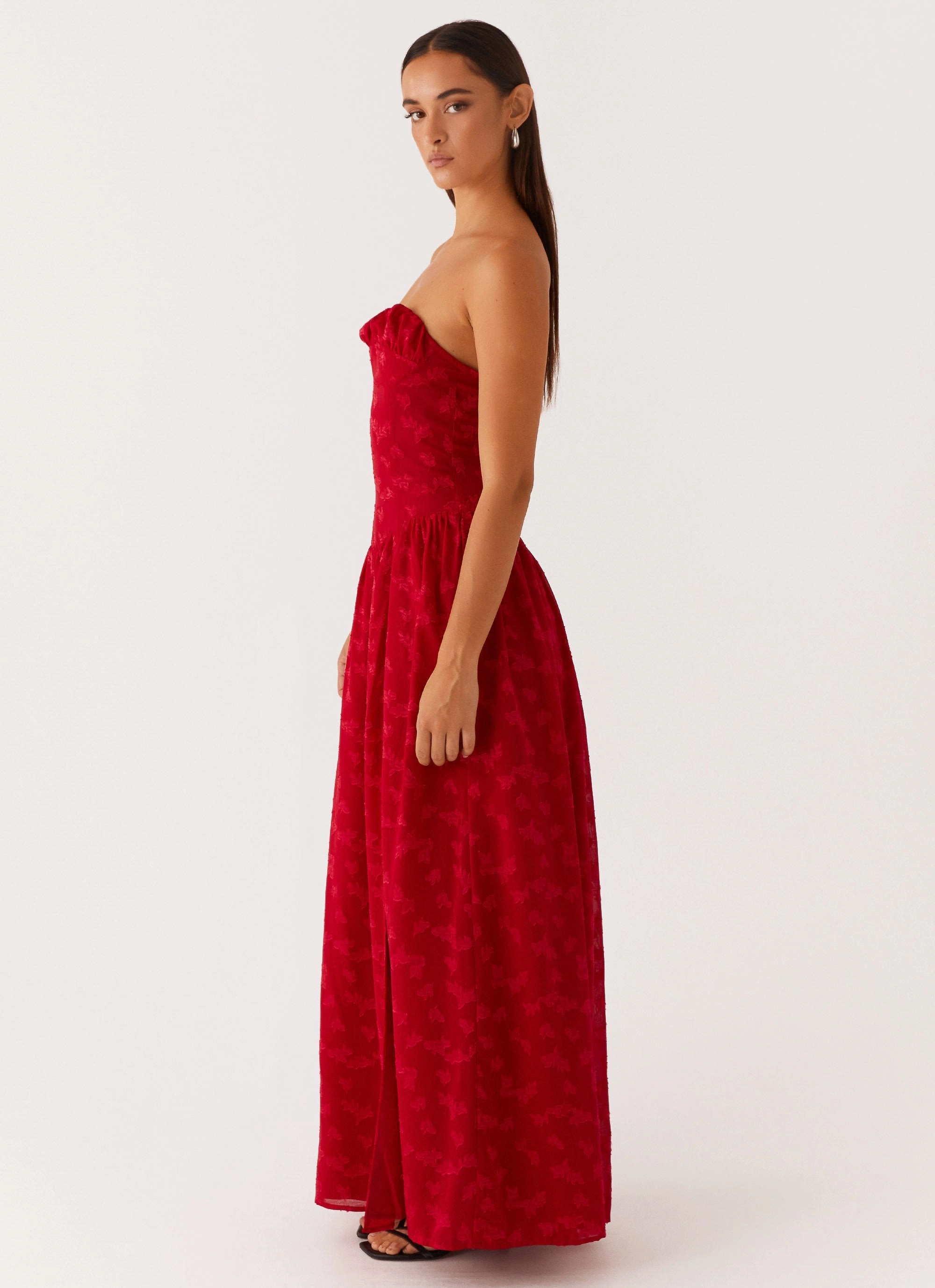 Matte Fabric Adira Maxi Dress - Red