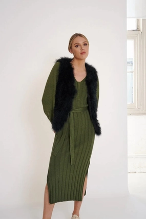 Layered Collar Design Taped Edges Birds of a Feather - BOAF68 Pixie Feather Vest