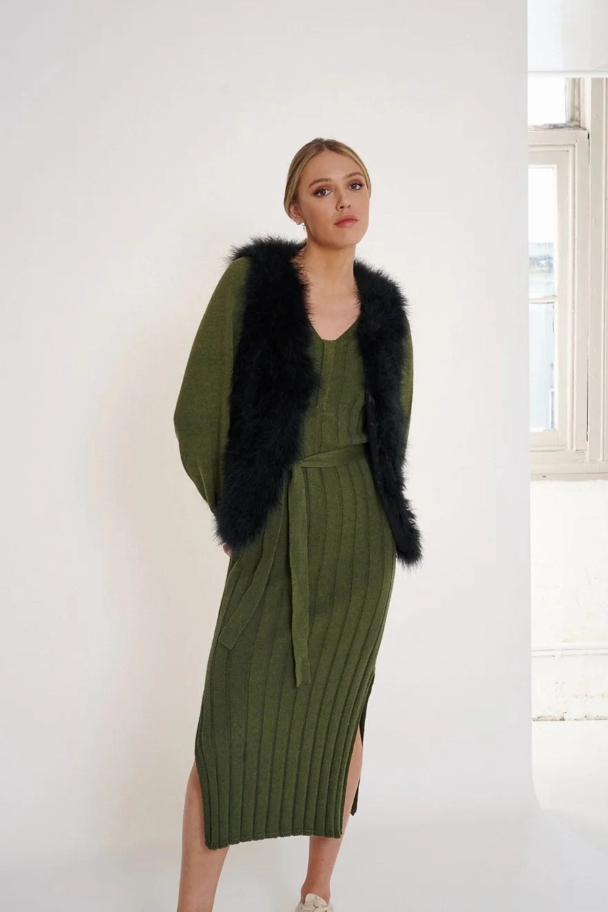 Layered Collar Design Taped Edges Birds of a Feather - BOAF68 Pixie Feather Vest