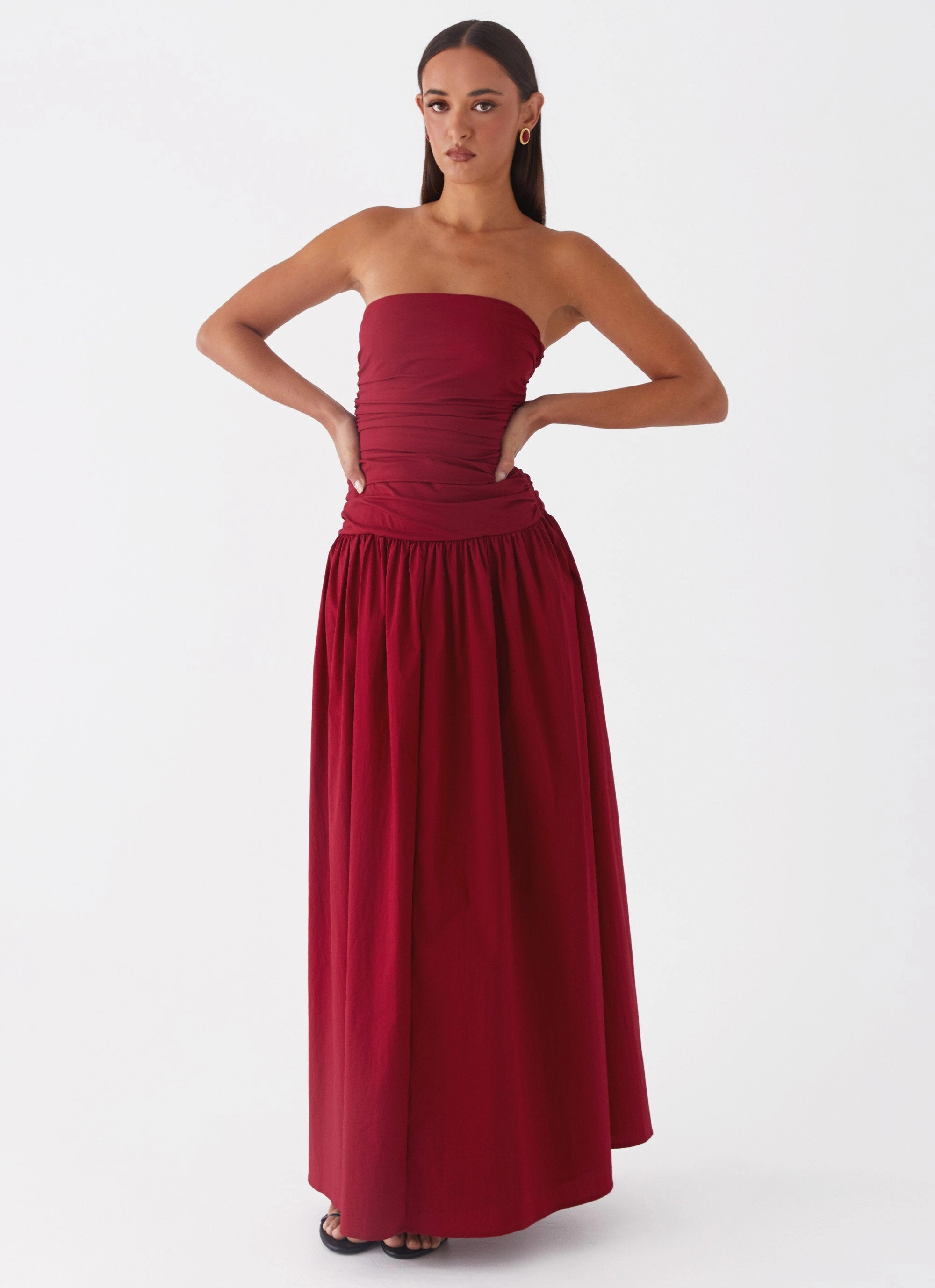 Carmel Maxi Dress - Merlot Sequin-Detail