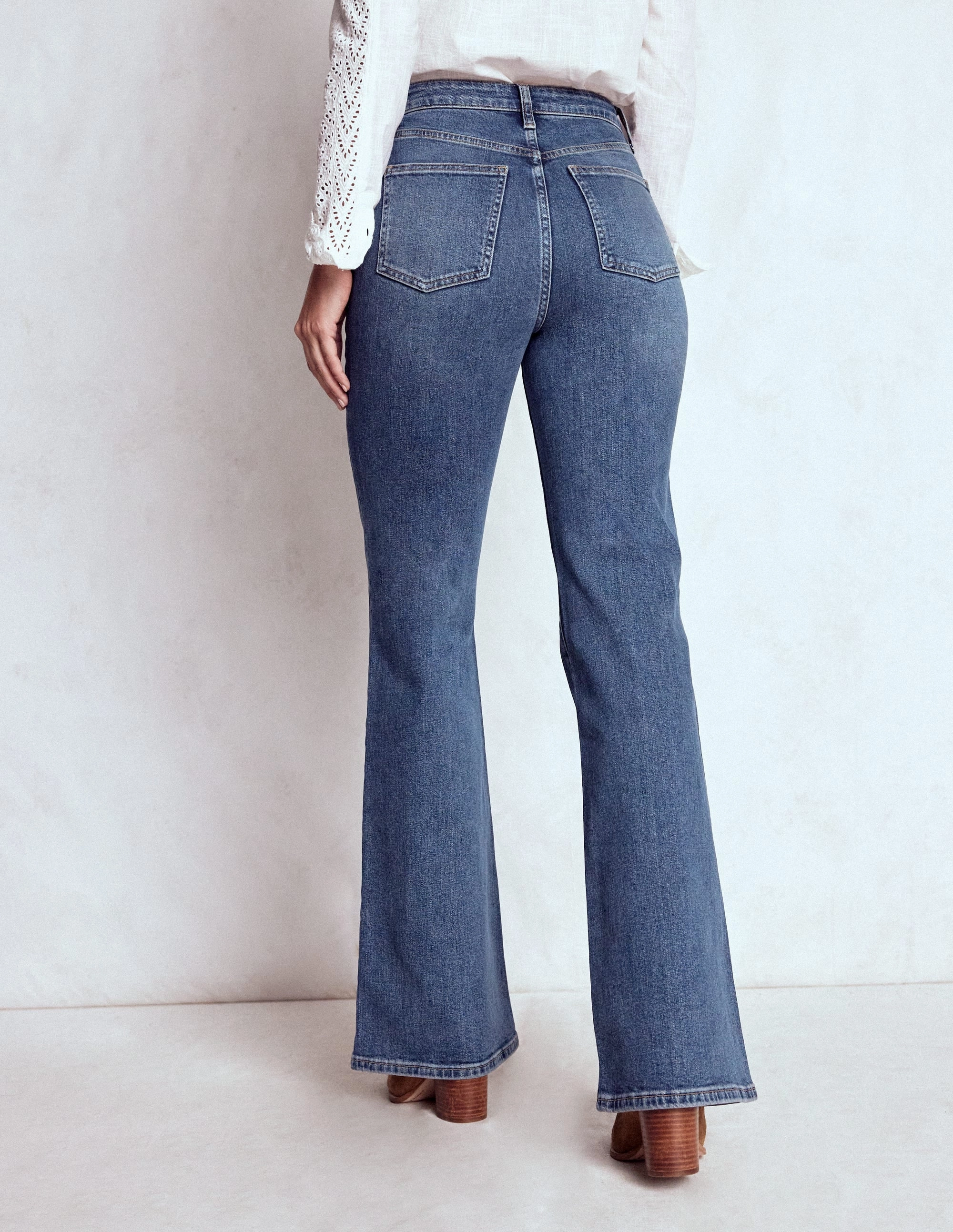 High Rise Fitted Flare Jeans-Mid Vintage Stain Resistant