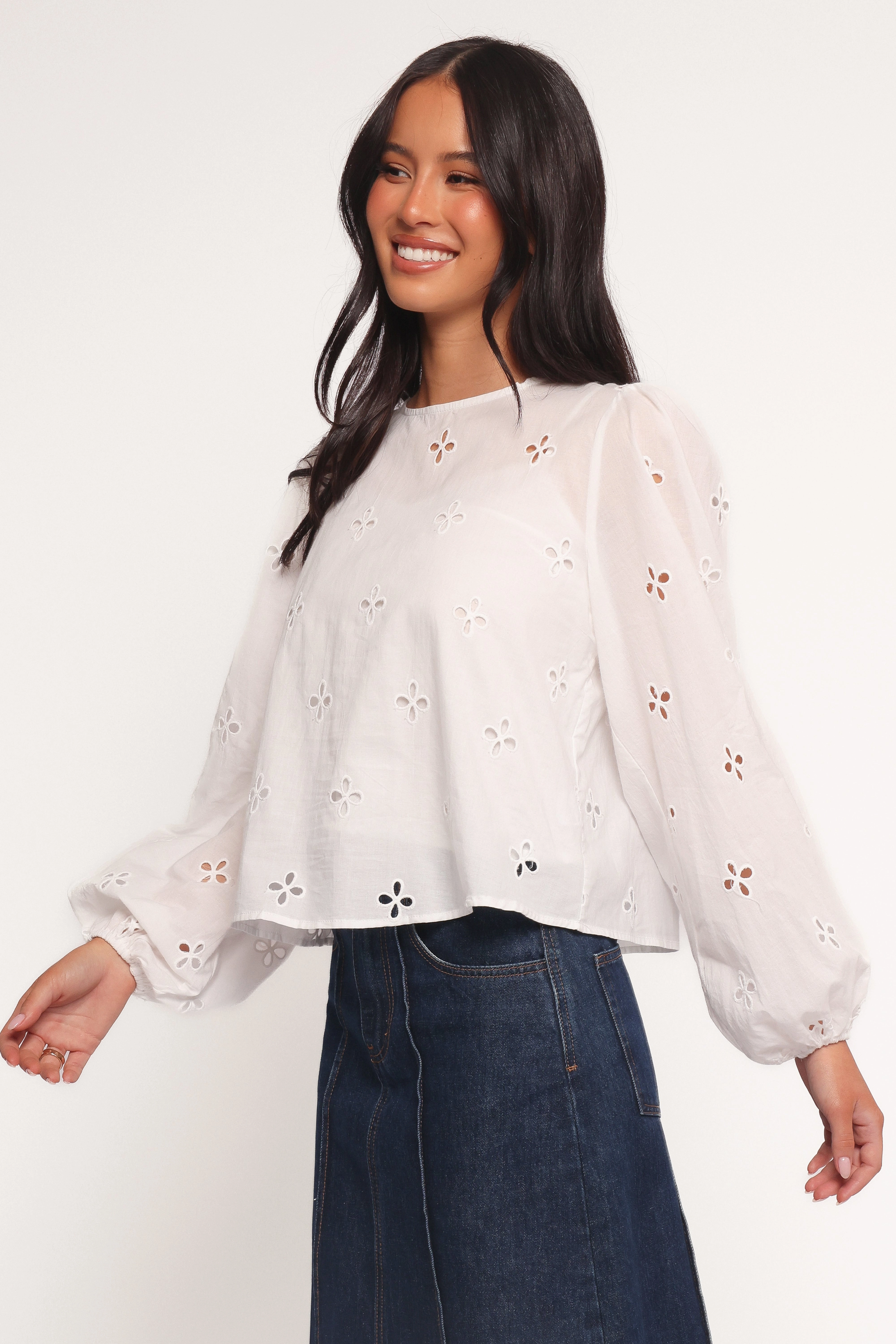 Structured Collar Aggie Blouse - White