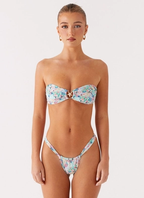 Airlie Scrunch Bikini Bottoms - Santorini Floral Girls Trip Sand Resistant Texture