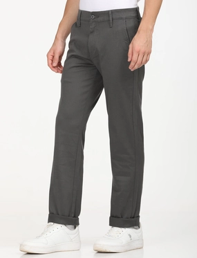 Recycled Polyester Comfy Wearable Men's Charcoal Grey Slim Fit Chinos