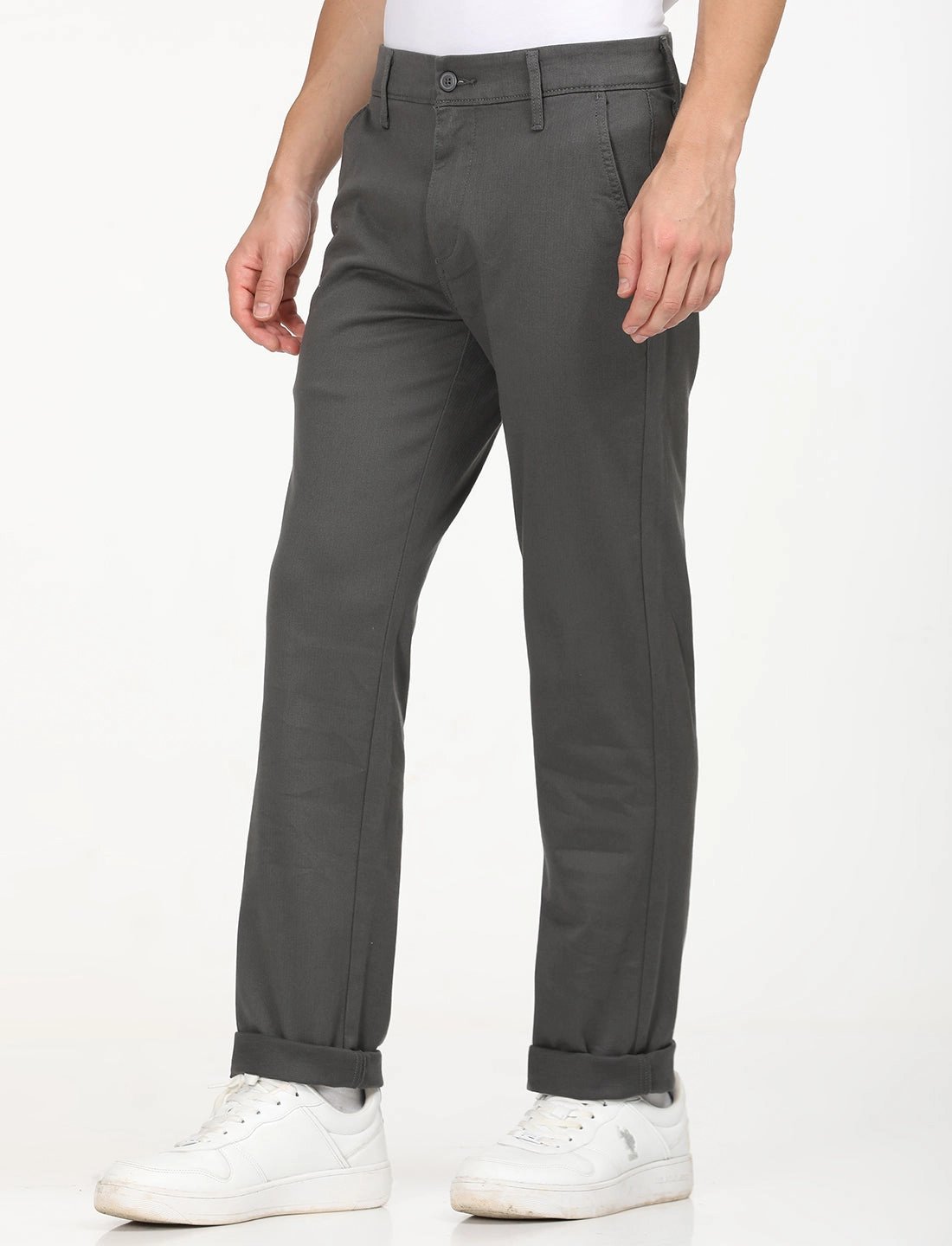 Relaxed fit wear Men's Charcoal Grey Slim Fit Chinos