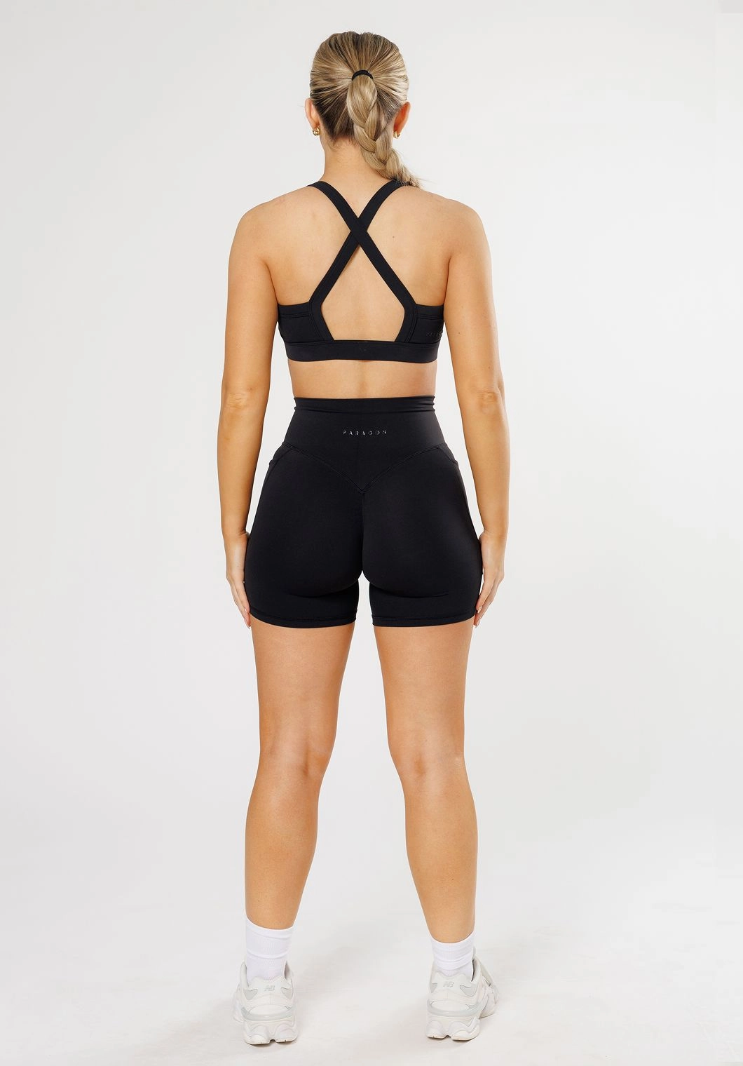 RecStretch Empower Sculptseam? Plus Pocket Short 6?? Black Layered Hem Detail Functional Stretch