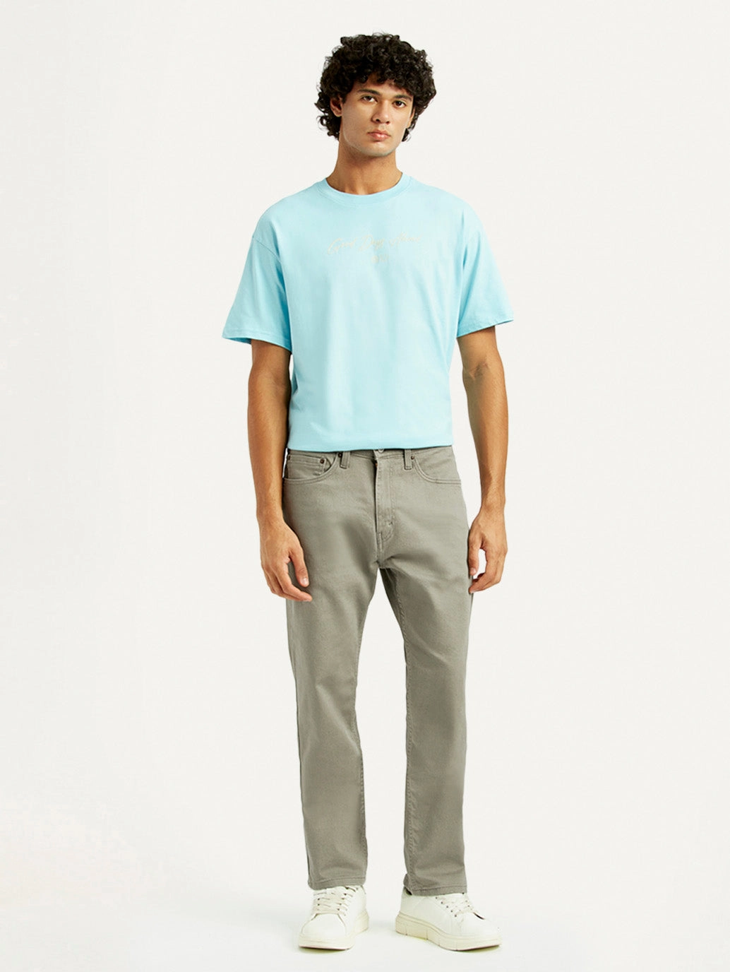 Basic Layers Neutral Piece Men's 505 Grey Overdyed Straight Fit Mid Rise Jeans