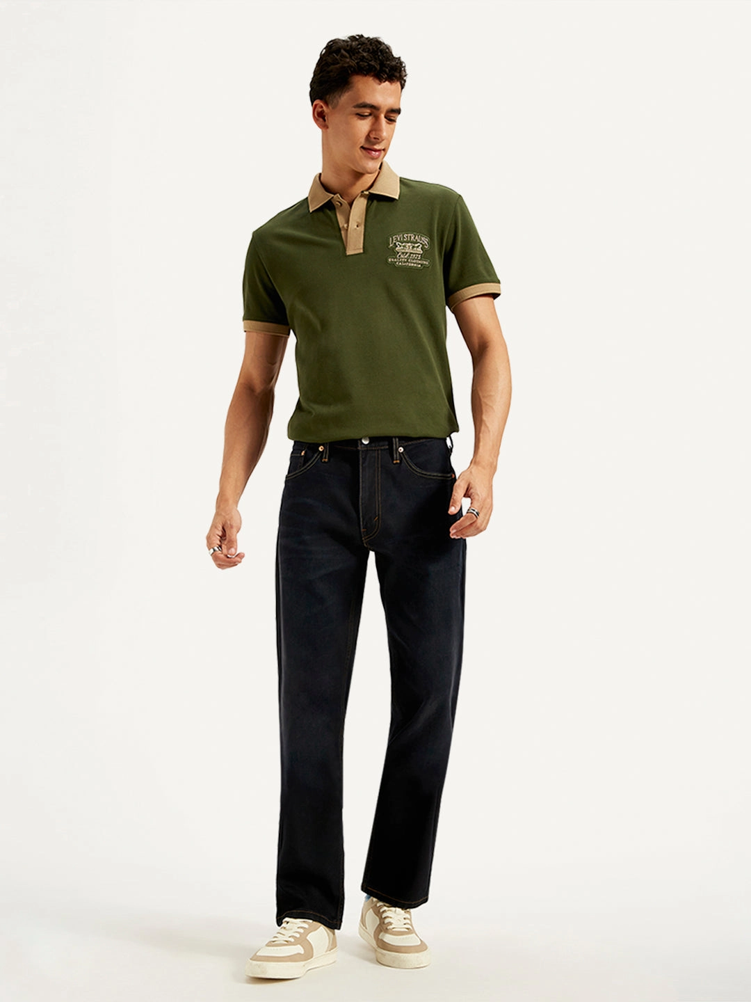 Men's 541 Navy Blue Athletic Tapered Fit Mid Rise Jeans Common look Crisp Look