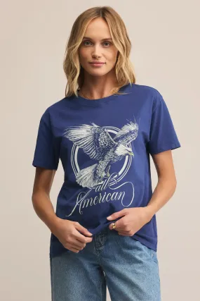 Chic Look All-American Boyfriend Tee | Yacht Blue A - Line
