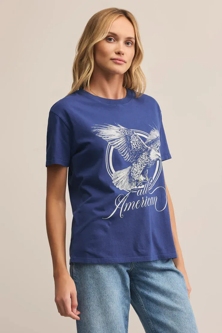 All-American Boyfriend Tee | Yacht Blue A - Line Sport Performance
