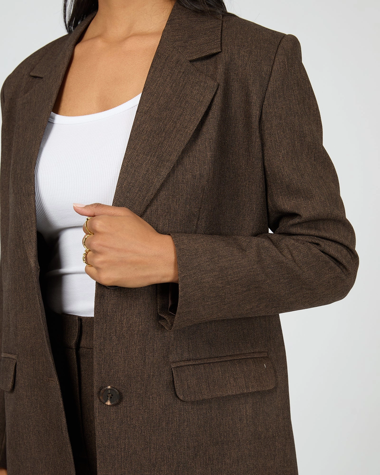 Breathable Lining WaterResistantFabric All About Eve Romy Blazer Brown