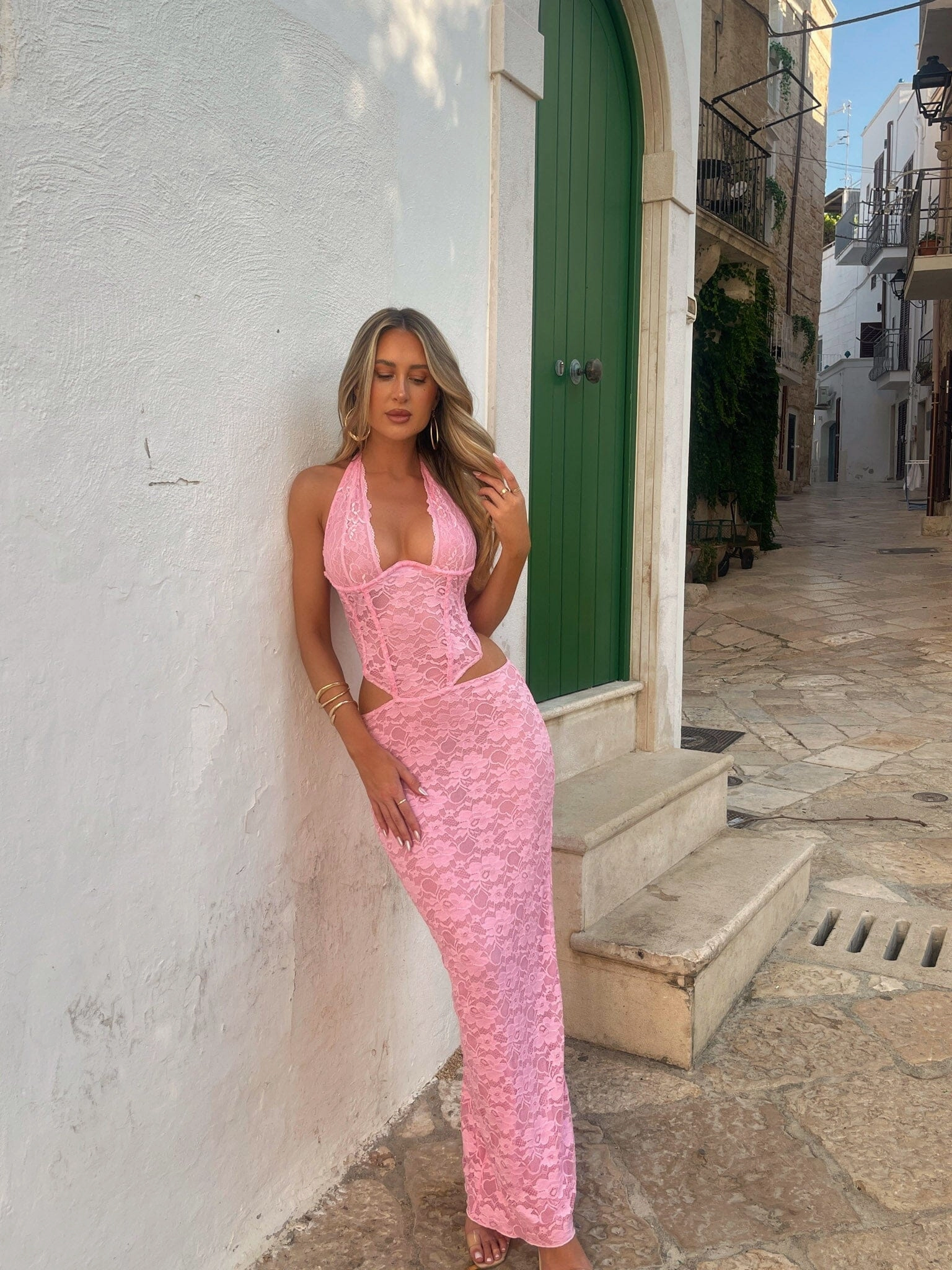 VIDA MAXI DRESS PINK Bust-Enhancing Office Glam