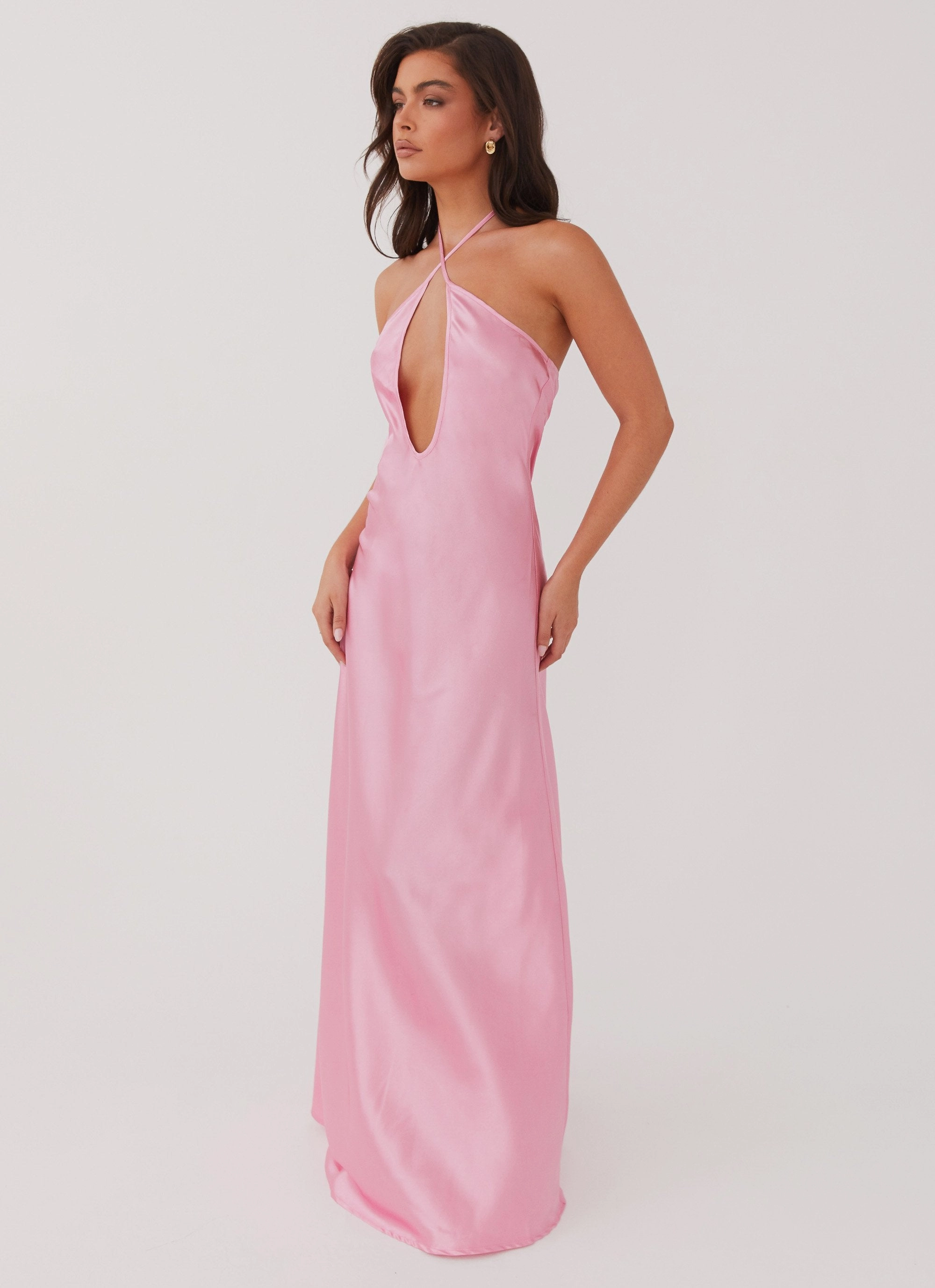 Noir Symphony Maxi Dress - Pink Day Outfit Versatile Comfort Wear