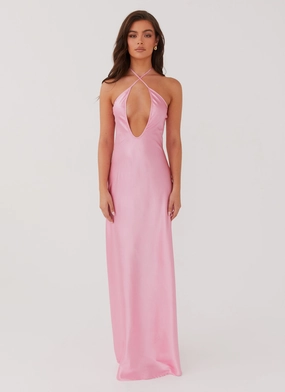 Noir Symphony Maxi Dress - Pink Relaxed Style Wear Evening Motion