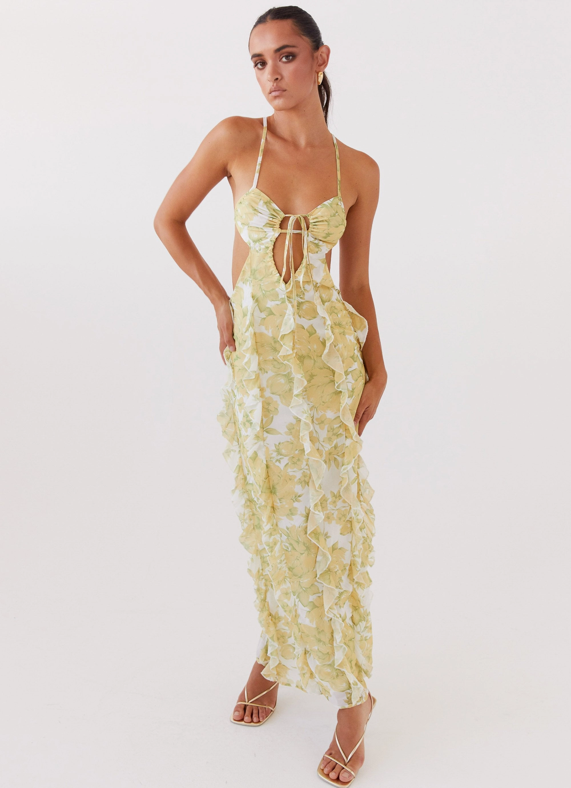 Sunset Kisses Ruffle Maxi Dress - Daffodil Smart Piece Classic Layers