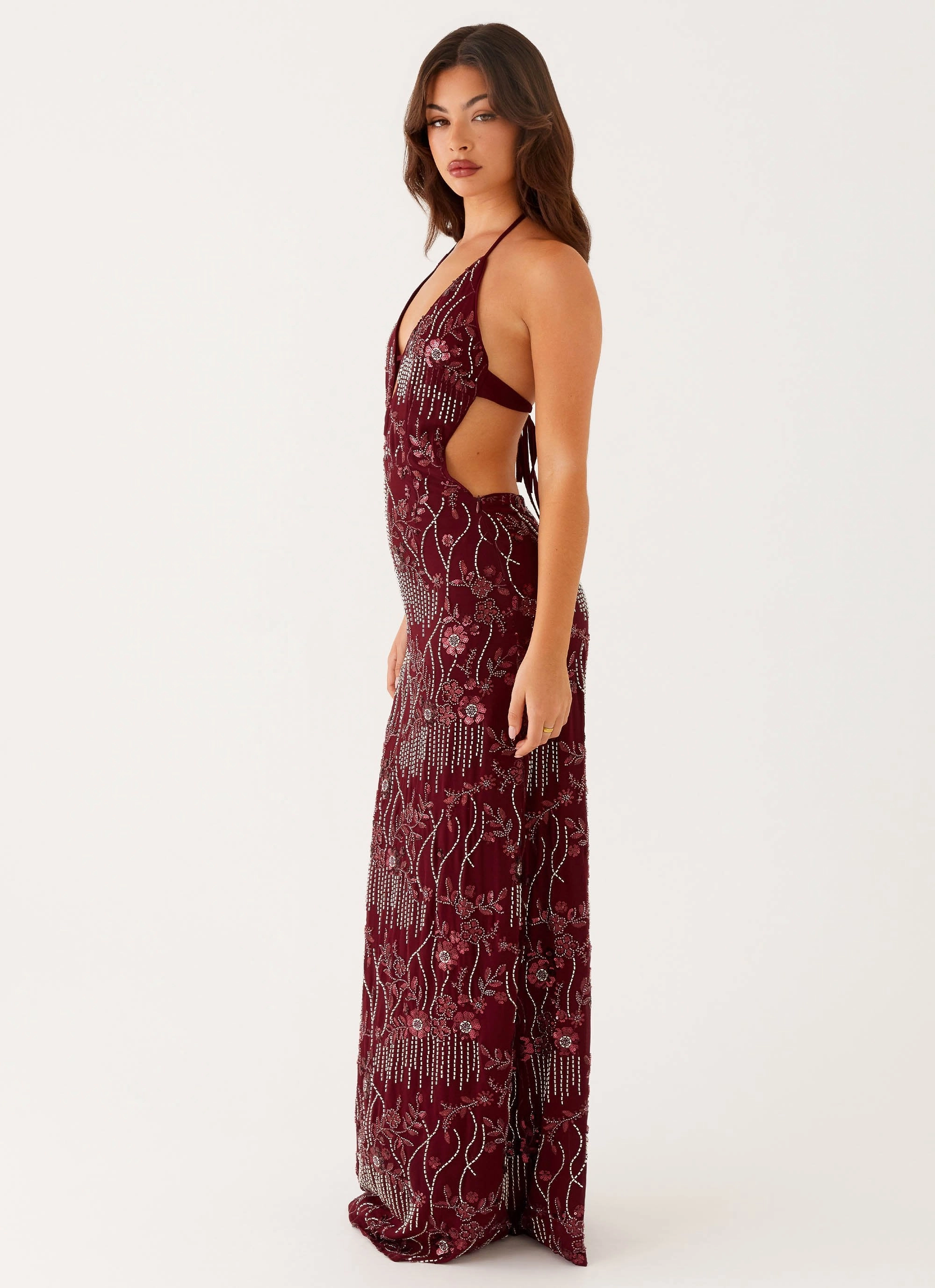 Airy Drape All For Love Maxi Dress - Burgundy