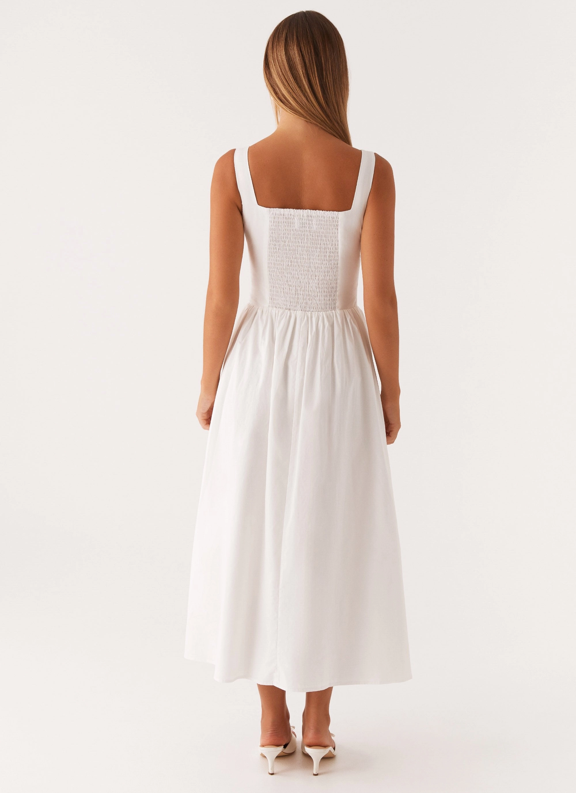 Waiting On You Midi Dress - White Hip-Flattering