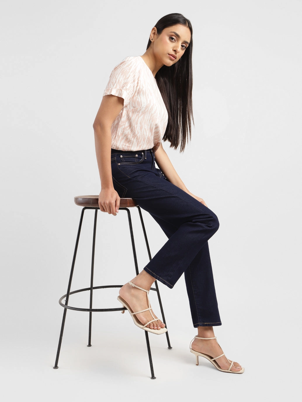 Women's Blue Wedgie Straight Fit Mid Rise Jeans Slim Smooth Comfy Waist Fit