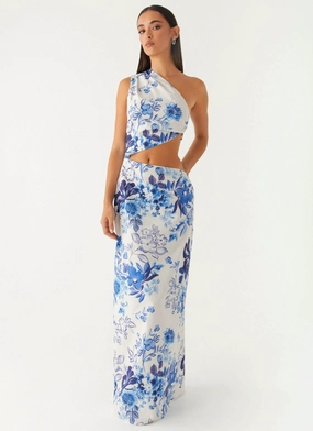 All Summer Long Maxi Dress - Serene Sky Floral Soft Drape Outfit Boost