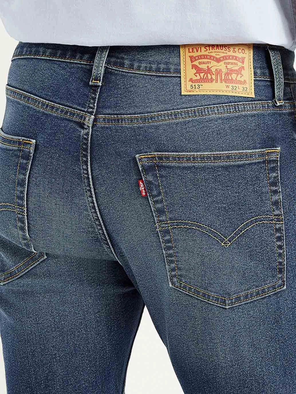 Natural Look Men's 513 Dark Indigo Slim Straight Fit Mid Rise Jeans