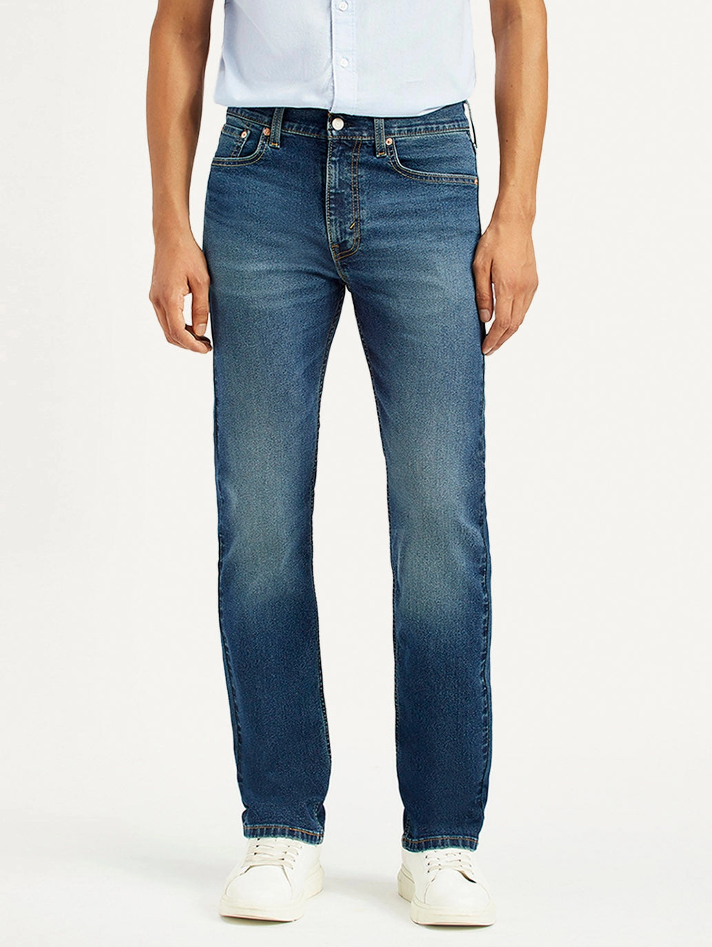 Men's 513 Dark Indigo Slim Straight Fit Mid Rise Jeans Flattering Waist