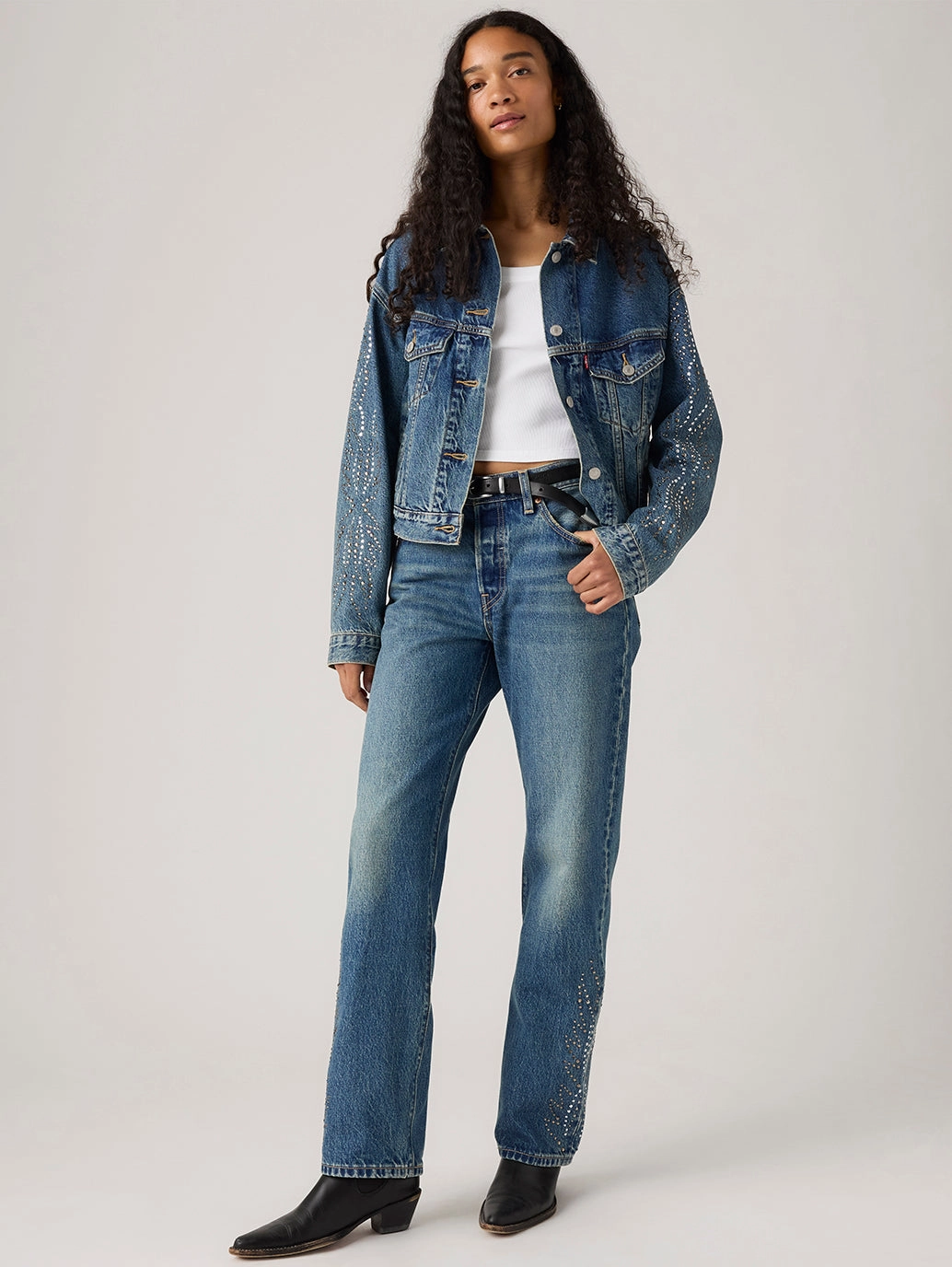 Spring Mood Slim Women's 501'90s Dark Indigo Straight Fit Mid Rise Jeans