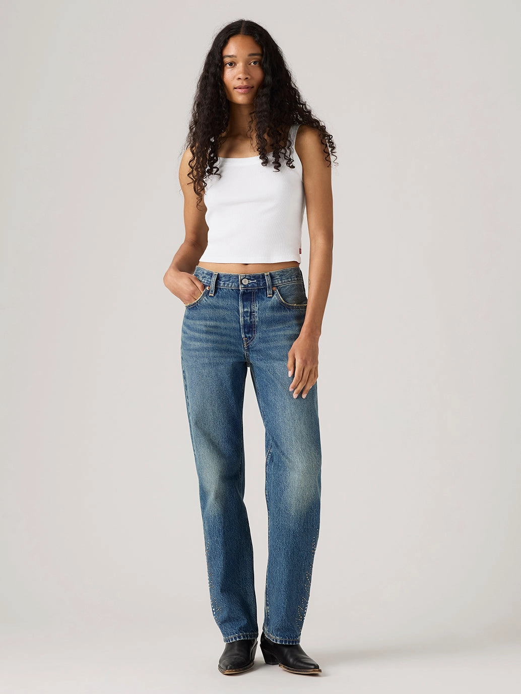 Women's 501'90s Dark Indigo Straight Fit Mid Rise Jeans Suitable Fit