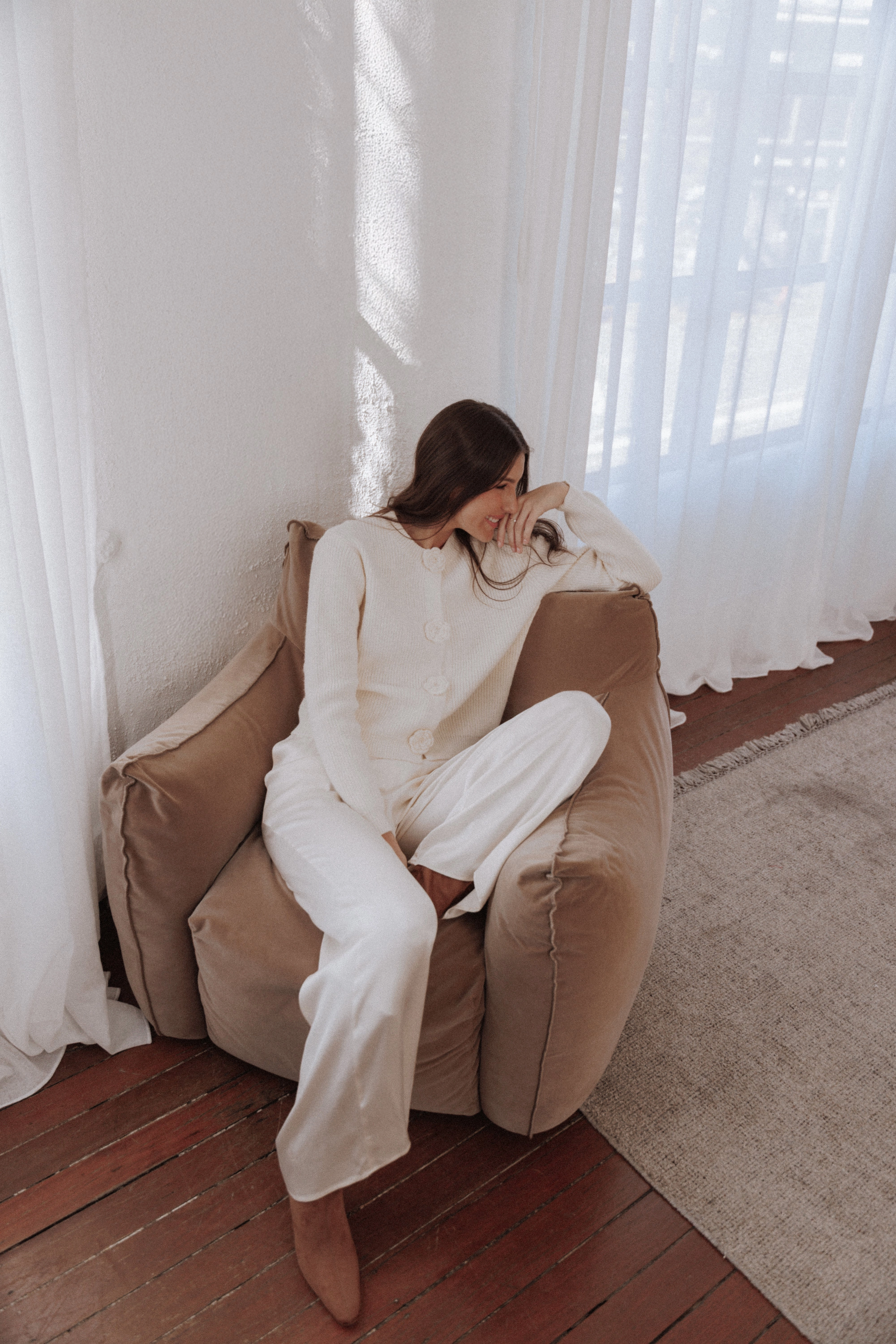 Jones Rosette Cardigan - Cream Cold Day