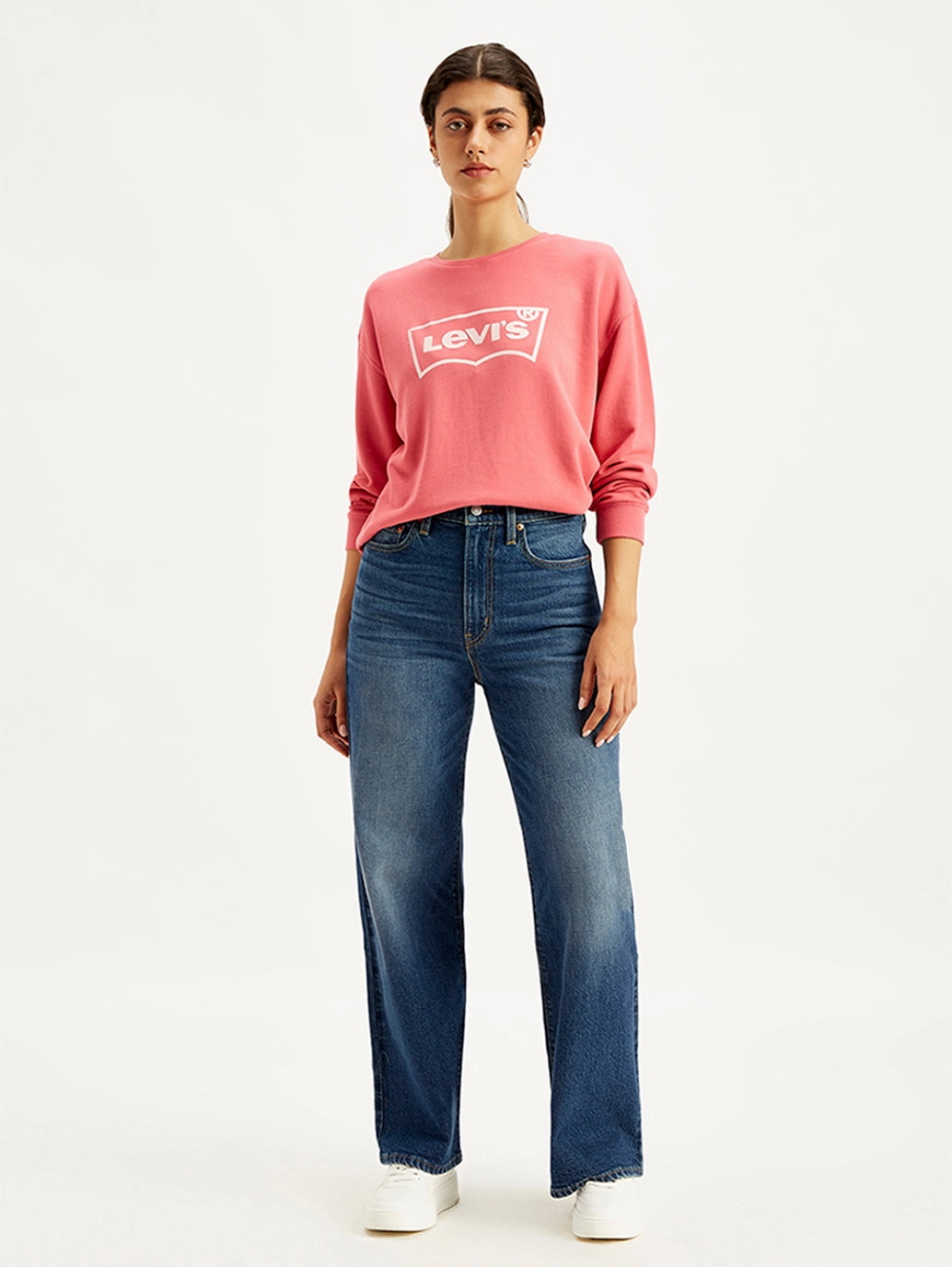 Relaxed Mood Spring Mood Bold Women's Blue Ribcage Bell Bottom Wide Leg Fit High Rise Jeans