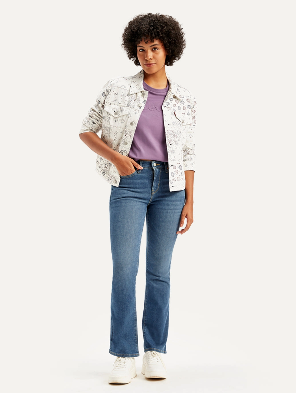 Women's 315 Blue Flared Fit High Rise Jeans Everyday Basic