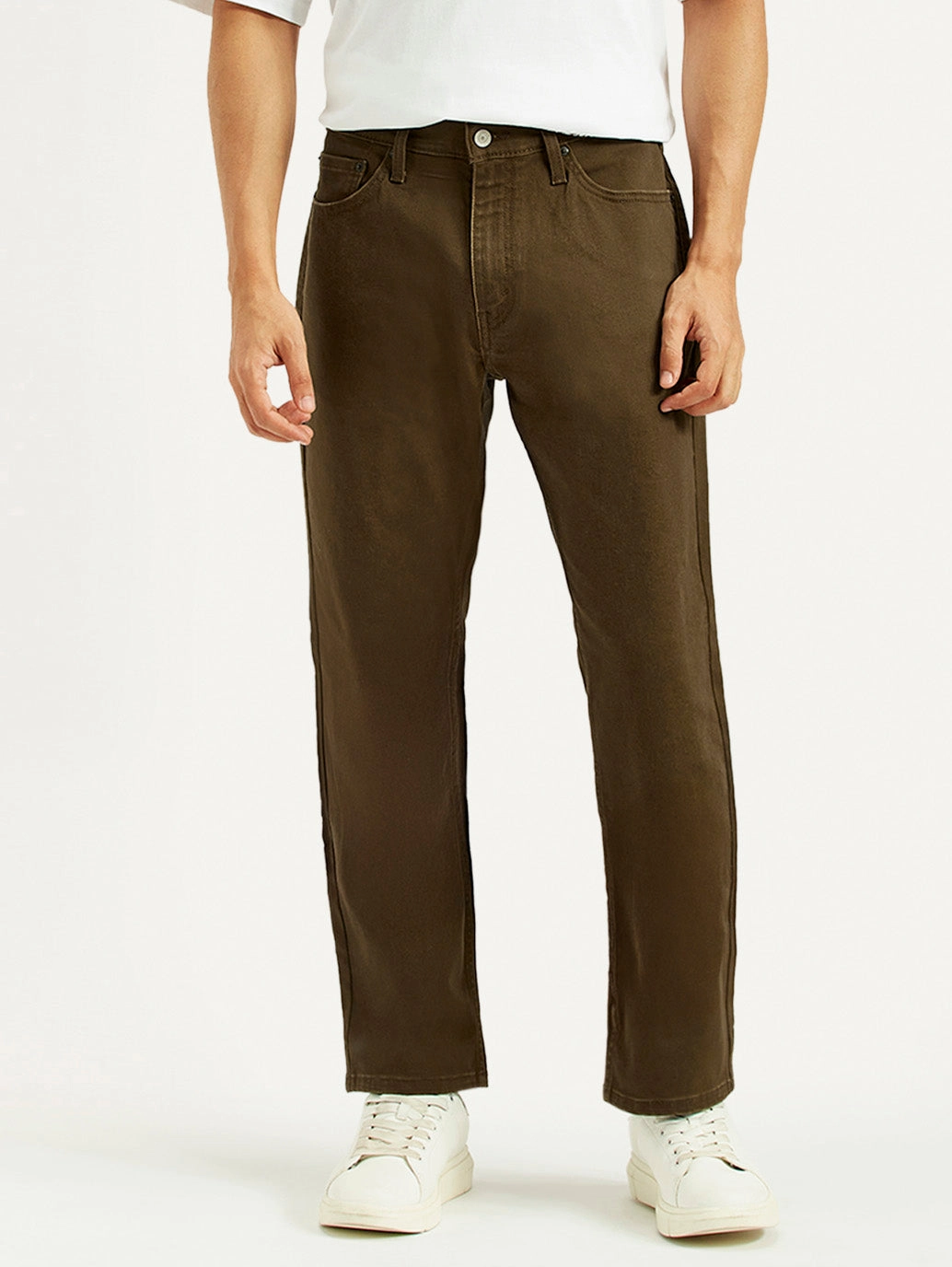 Pre Washed Denim Men's 541 Brown Overdyed Athletic Tapered Fit Mid Rise Jeans