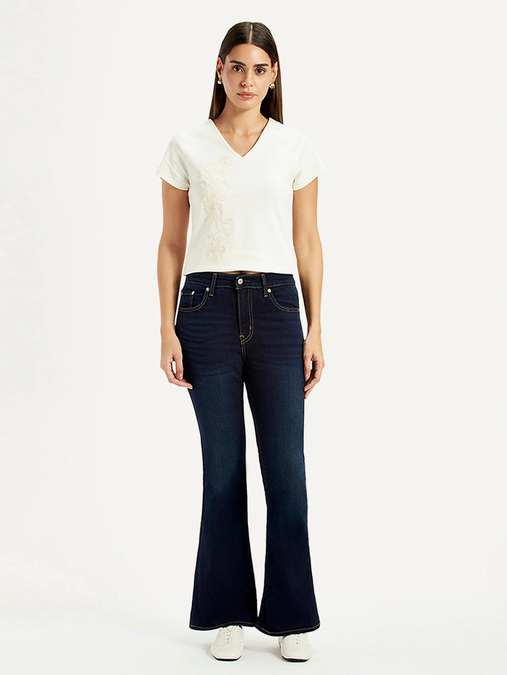 Women's 726 Dark Blue Slim Flare Fit High Rise Jeans Comfy Design Style Modern Fit