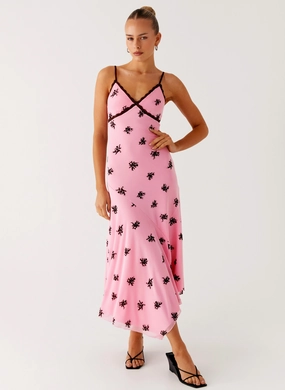 Side Tie Amelia Midi Dress - Pink