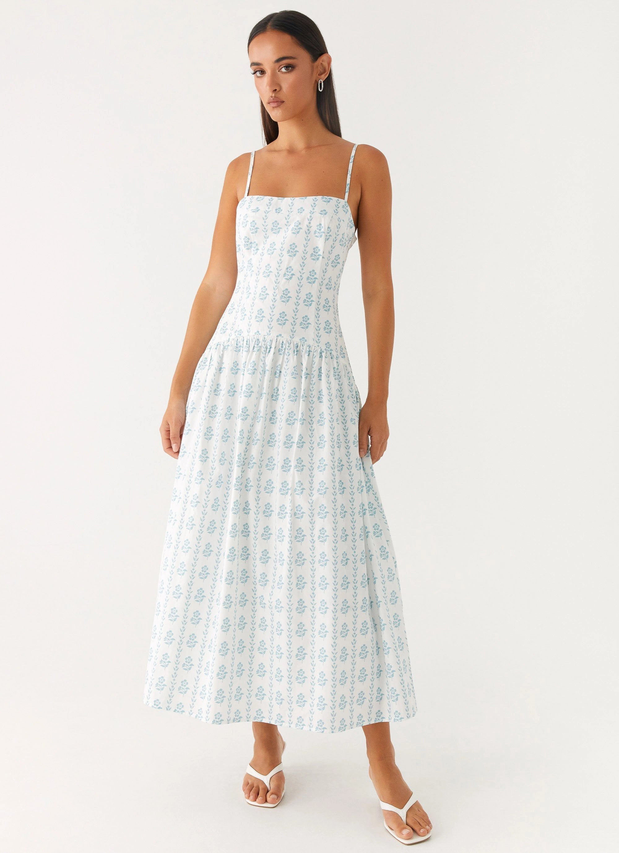 Draped Silhouette Amelie Midi Dress - Sweet Daydream Print