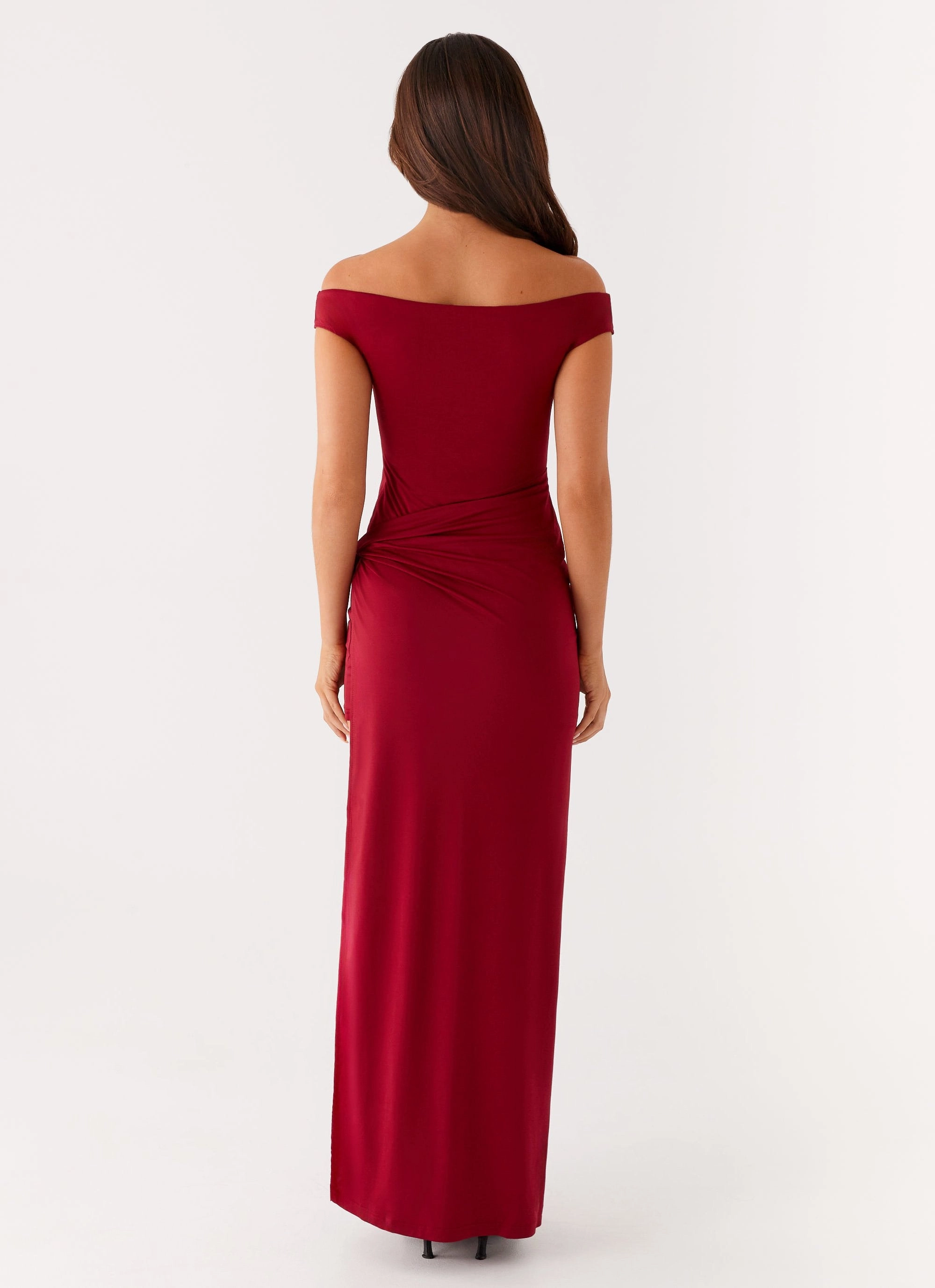 Wrinkle-Free-Finish Elegant Waist Amerie Maxi Dress - Maroon