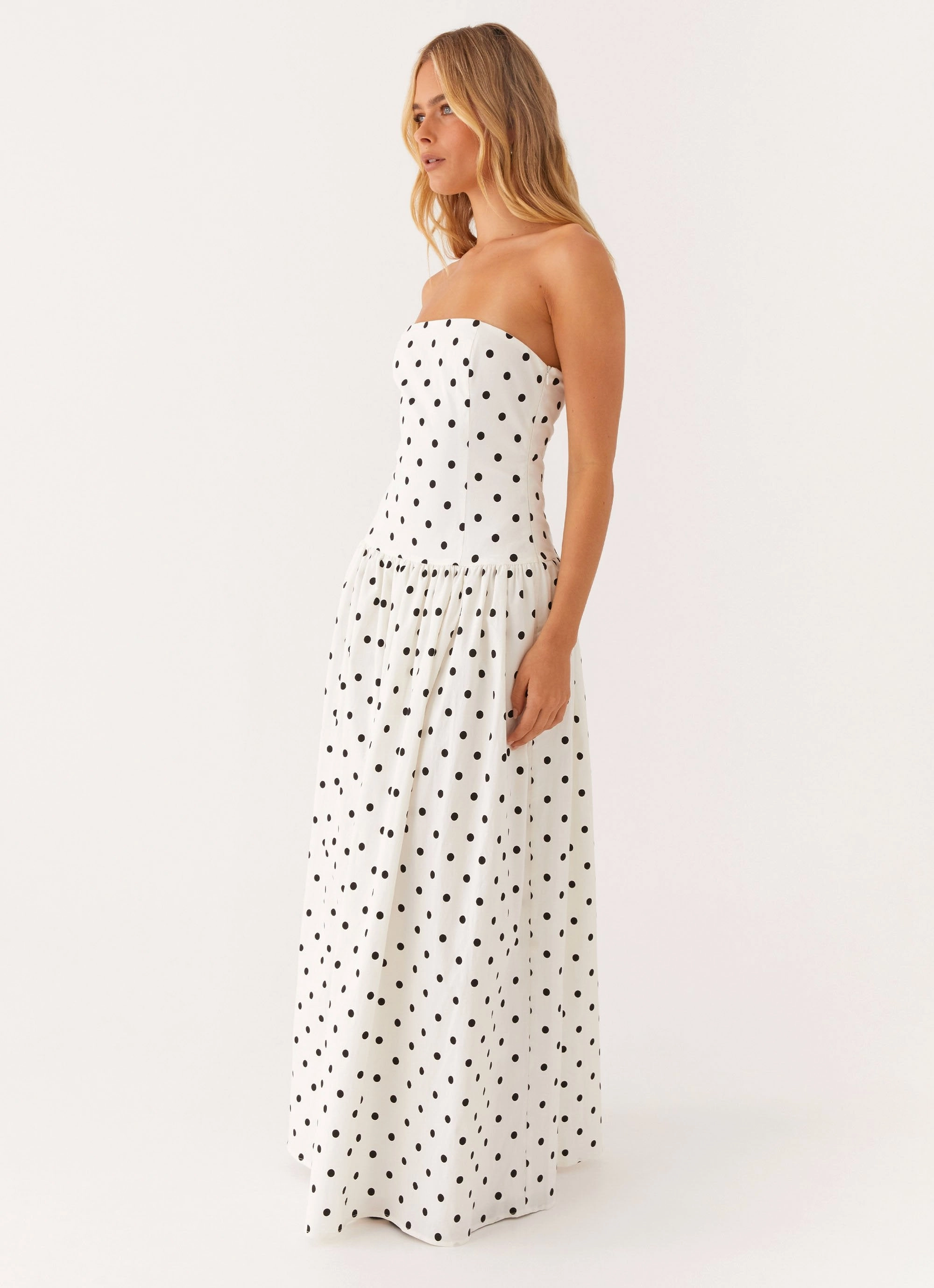 Cozy Touch Work Chic Andorra Maxi Dress - White Polkadot