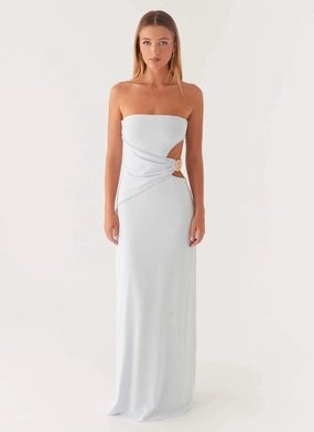 Anetta Maxi Dress - Pale Blue Clean Lines